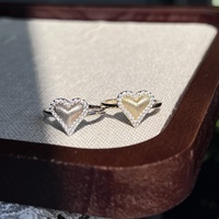 Bague en argent sterling S925 brossé, texture rétro, cœur serti de diamants, huit cœurs et flèches, moissanite, pour le commerce extérieur