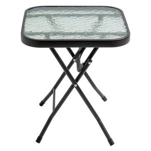 Mesa Auxiliar Plegable para Patio Exterior con Tapa de Vidrio Templado para Jardín, Césped, Balcón, Piscina - Product Image 2