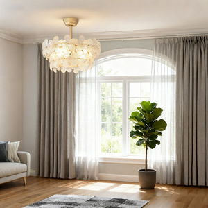 Lámpara de araña floral de cristal LED redonda dorada E27, cuida la vista, para dormitorio o habitación de niña - Product Image 3