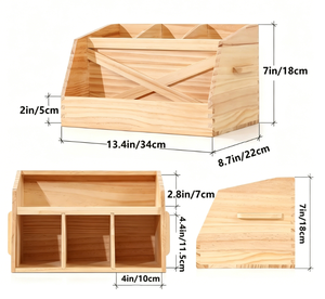 Organisateur de cuisine multifonctionnel en bois sur pied pour comptoir ; Rangement pour ustensiles de cuisine, vaisselle et couverts - Product Image 2