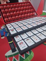 Premium 160-Teiliges Weihnachts-Amerikanisches Mahjong-Set mit Transparenten Glitzer-Steinen, Regelnkarte, Anleitung und Festlicher Geschenkbox