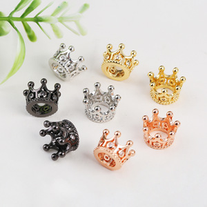 Crown Spacer <b>Beads</b> Micro <b>Set</b> Cubic Zirconia DIY Jewelry Accessories For Bracelet Necklace Making 18K Gold Silver Rose Gold Black - Product Image 1