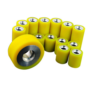 Roues revêtues de polyuréthane 1265, noyau en aluminium cylindrique, rouleaux industriels pour usage en usine de fabrication - Product Image 1