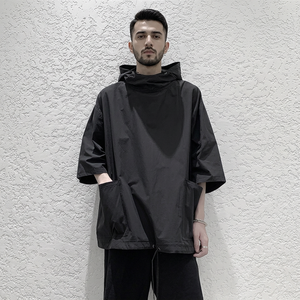 Men's Casual Jacket Sweatshirt <b>Hoodie</b> With Pocket <b>Thin</b> Short Sleeve Hoodies - Product Image 1