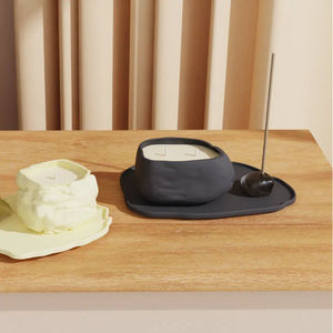 Soporte de incienso redondo hecho a mano creativo C & H, soporte de varilla de incienso de cerámica y cristal, personalizado, blanco y negro - Product Image 2