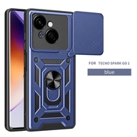 Coque Rigide Anti-Choc de Grade Militaire avec Protection d'Objectif, Béquille Anneau Métallique et Support Magnétique Voiture pour Techno Spark Go 1