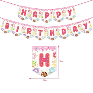 Pancarta de Cumpleaños para Niña, Guirnalda Colgante, Globos, Adornos para Cupcakes, Decoración de Fiesta con Temática de Donuts, Pancarta para Baby Shower - Product Image 2