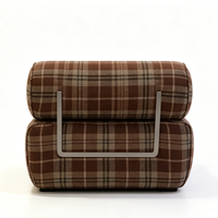 Fauteuil de salon solide en tissu à carreaux, idéal pour la maison, le bureau, le salon, la chambre, l'hôtel ou la villa