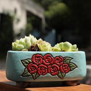 MSH Pot en céramique vintage simple peint à la main pour <span class=keywords><strong>Lithops</strong></span> et plantes succulentes PP - Product Image 4