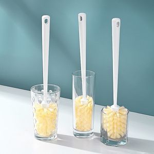 Cepillo para tazas con mango largo, cabezal redondo, cerdas amarillas para limpiar vasos de agua, biberones, uso doméstico - Product Image 1