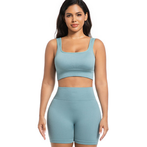 Completo Yoga Senza Cuciture a Vita Alta per <span class=keywords><strong>Donna</strong></span>, Stile Europeo e Americano, Reggiseno e Leggings Traspiranti ad Asciugatura Rapida - Product Image 3