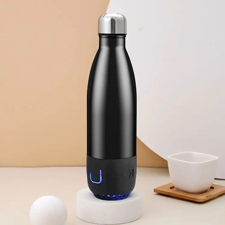 यूएसबी चार्ज बुद्धिमान ध्वनि स्पीकर स्टेनलेस स्टील वैक्यूम स्मार्ट संगीत बोतल डिजाइन