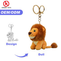 Porte-clés personnalisé Kinqee en forme de lion, animal en peluche, pendentif mascotte OEM, jouet en peluche doux et câlin, porte-clés en peluche personnalisé