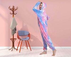 Pijama Enterizo con Capucha de Manga Larga <span class=keywords><strong>para</strong></span> <span class=keywords><strong>Adultos</strong></span>, Disfraz Tie Dye <span class=keywords><strong>para</strong></span> Mujeres y Hombres - Product Image 5