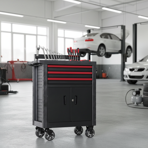 <span class=keywords><strong>Chariot</strong></span> d'atelier professionnel avec <span class=keywords><strong>porte</strong></span> latérale et rangement, 3 tiroirs, organisation optimisée, acier thermolaqué, solution personnalisée OBM/OEM <span class=keywords><strong>pour</strong></span> atelier - Product Image 1