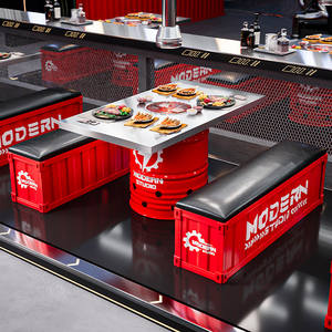 Ensemble table et chaises en fût d'huile industriel, mobilier en métal personnalisé avec logo pour café, salon, <span class=keywords><strong>bar</strong></span> - Product Image 2