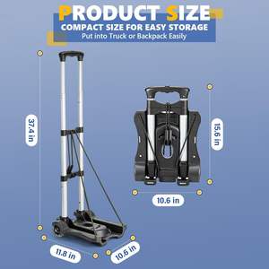 รถบรรทุกแบบเข็นพับได้ขนาดเล็กมี2ล้อรถเข็นกระเป๋าแบบพกพาสำหรับเคลื่อนย้ายการเดินทางไปสนามบิน - Product Image 6