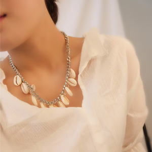 Simple Natural Seashell Necklace Silver Chain <b>Choker</b> For Party Fashion Jewelry - Product Image 1