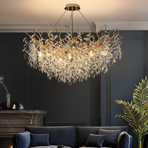 Lampadario di Lusso PM in Cristallo K9 con Rami in Alluminio Dorato, Lampada a Sospensione Moderna per Soggiorno e Sala da Pranzo, <span class=keywords><strong>Illuminazione</strong></span> Decorativa per la <span class=keywords><strong>Casa</strong></span> - Product Image 6