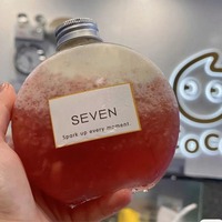 500ml 휴대용 재사용 가능한 PET 음료 병, 투명한 밀크티, 커피, 주스용, 평평한 원형 디자인, 소다 및 테킬라용