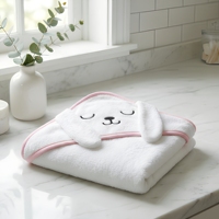 Baby Hooded Towel Velour Cotton Soft Absorbent Bunny Ear Bath Wrap Personalized Embroidery Blank Newborn Gifts Premium Safe Soft