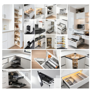 HAPPY HOUSES Mobili da Cucina in Legno Massello con Set Isola e Piano in Marmo, Cucina di Lusso <span class=keywords><strong>per</strong></span> Villa, Materiale Opzionale in PVC o MDF - Product Image 6