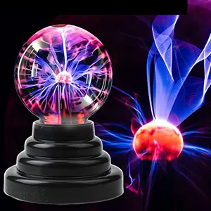 كرة بلازما زجاجية صغيرة رائعة كرة إضاءة على شكل طاولة ساحرة تعمل باللمس كرة إضاءة كروية كهربائية بلازما