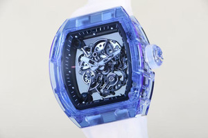 Reloj con emblema OEM más vendido, caja esqueletizada de cristal <span class=keywords><strong>azul</strong></span> transparente de alta calidad, reloj mecánico automático a prueba de agua. - Product Image 2