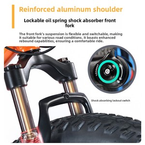 Bicicleta de Montaña para Playa y Nieve con Ruedas Integradas, para Adultos, Hombres y Mujeres, con Cambio de Marchas, <span class=keywords><strong>Horquilla</strong></span> con Absorción de Impactos, Suspensión, Frenos de Disco Dobles, de Carbono - Product Image 3