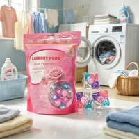 Perles de gel lessivielles 5-en-1 en sachet à cinq compartiments, parfum longue durée, adoucissantes, pour le linge transfrontalier