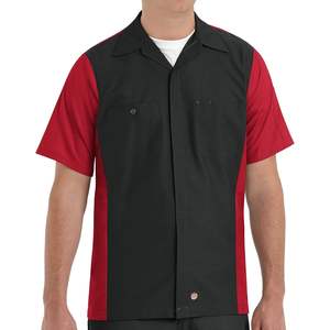 Red Kap Chemise de travail X-Large à manches courtes pour homme Noir et rouge Ripstop - Product Image 1