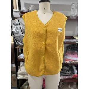 <span class=keywords><strong>Gilet</strong></span> en laine sans manches pour <span class=keywords><strong>femme</strong></span> avec logo personnalisé, <span class=keywords><strong>veste</strong></span> sans manches ample à simple boutonnage, mode printemps-automne - Product Image 2