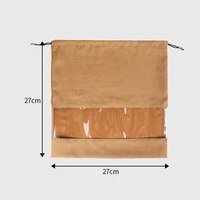 Logo personnalisé sac à main en daim cache-poussière sacs à cordon avec film PE fenêtre transparente femmes luxe fourre-tout portefeuille protecteur