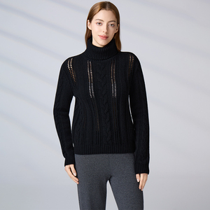 Pull-over en molleton tricoté personnalisé de haute qualité pour femmes, col roulé, manches longues, épais - Product Image 1