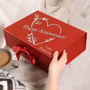 Custom Logo Printed Multicolored Pattern Coated Paper Packing Magnetic Folding <b>Box</b> With Ribbon - Product Image 6