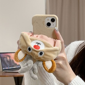 Christmas Fawn Hat Warm <span class=keywords><strong>Applin</strong></span> Funda de teléfono de felpa para iPhone 17 16 15 14 13 12 Pro Max TPU Funda de teléfono a prueba de golpes - Product Image 4