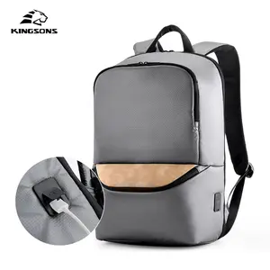 حقيبة ظهر مشهورة من Kingsons مع حقيبة ظهر للكمبيوتر المحمول USB حقيبة دفتر ملاحظات للرجال حقيبة ظهر للعمل والتنقل
