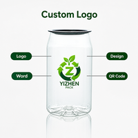 Boîte en PET de qualité alimentaire hermétique avec couvercle en aluminium, boîte transparente pour boissons, jus, café, thé, stockage, vente en gros, personnalisable