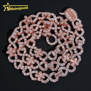 <span class=keywords><strong>Collana</strong></span> cubana Hip Hop <span class=keywords><strong>personalizzata</strong></span> Infinity 925 argento Sterling placcato in oro con passaggio diamante Test Moissanite con catena a maglie cubane ghiacciate - Product Image 2