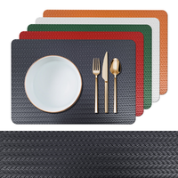Set de table en similicuir imperméable tressé en PU, dessous de verre et de tasse, pour décoration de table de mariage, ensemble de napperons pour table à manger
