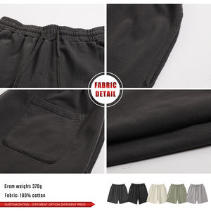 Shorts de sport pour hommes, lavage à l'acide personnalisé, 100% coton, ourlet brut, tissu molletonné français, vêtements décontractés pour hommes - Product Image 6