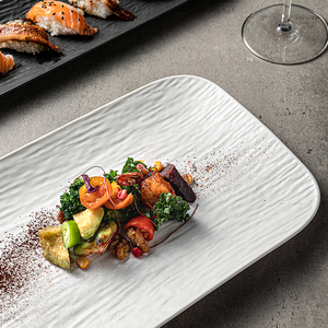 JiuJiuJu Korea Design Rustikale Porzellan platte für Hochzeit Japanische <span class=keywords><strong>Suhsi</strong></span> White Dishes Phantasie Geschirr Keramik platte Rechteck - Product Image 3