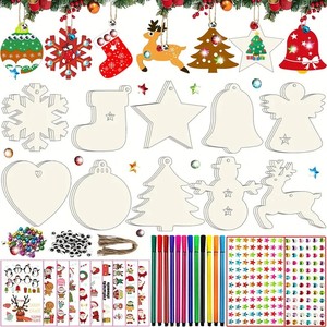 Kit de bricolage en bois pour enfants pour Noël, décorations de fête à peindre et artisanat pour la maison, ornements à suspendre pour l'arbre de Noël - Product Image 4
