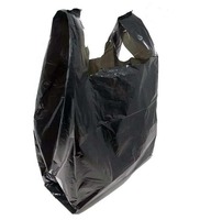 Usine En Gros Durable HDPE Robuste PE Couleur Noir Sacs À Provisions En Plastique Gilet Poignée T-shirt Sacs