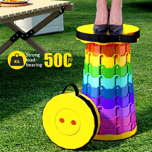 Tabouret pliable télescopique rond en PP rétractable pour le camping et les pique-niques en plein air - Product Image 4