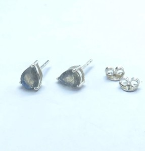 White Rainbow Moonstone 20mm Uneven Cabochon 925 Sterling <b>Silver</b> Handmade <b>Stud</b> <b>Earrings</b> Trendy Engagement Gift Wedding Party - Product Image 2