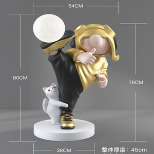 Lampes de statue de panda Kung Fu pour la décoration du salon, sculpture humanoïde, lampe sur pied, lanterne de football - Product Image 4