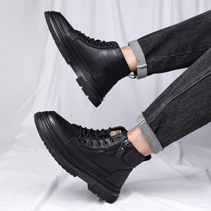 Men's Martin <b>Boots</b> Thick Soled High Top Insulative Outdoor Hiking Shoes <b>Lace</b> Up British Style Casual Sport Shoes - Product Image 4