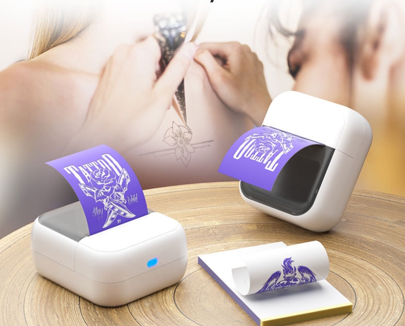 Imprimante blanche -1 avec 20 feuilles de papier tatouage