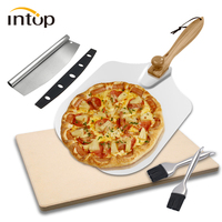 Pierre à pizza réfractaire, pelle à pizza, coupe-pizza carré, ensemble de pierres et pelles à pizza en cordiérite pour four